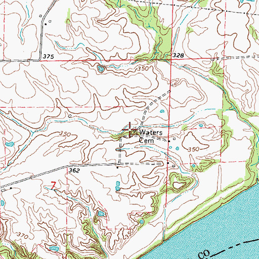 Topographic Map of Waters Cemetery, IL