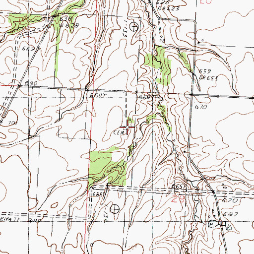 Topographic Map of Watkins Cemetery, IL