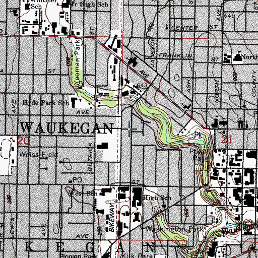 Topographic Map of Waukegan, IL