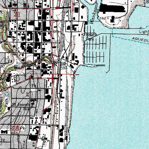 Topographic Map of Waukegan River, IL