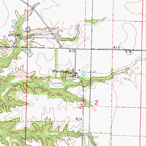 Topographic Map of Waveland Church, IL