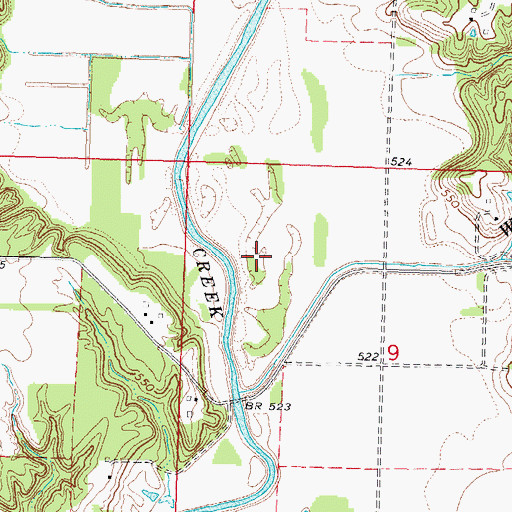 Topographic Map of Waveland Creek, IL
