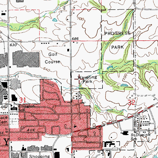 Topographic Map of Wavering Park, IL