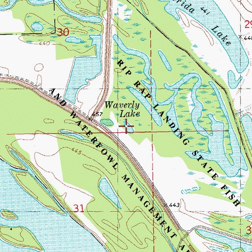 Topographic Map of Waverly Lake, IL
