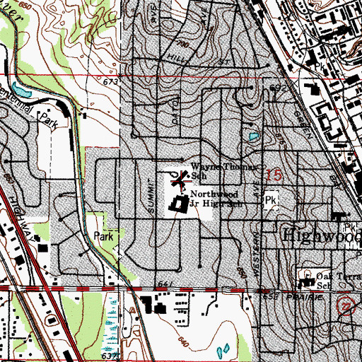 Topographic Map of Wayne Thomas Elementary School, IL