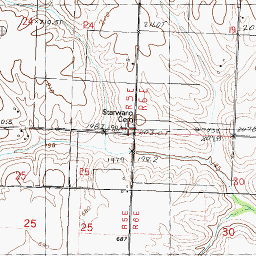 Topographic Map of Starwano Cemetery, IL