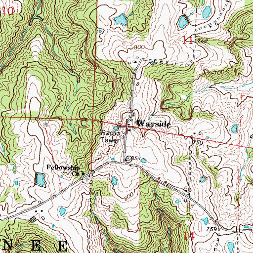 Topographic Map of Wayside, IL