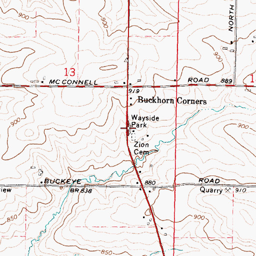 Topographic Map of Wayside Park, IL