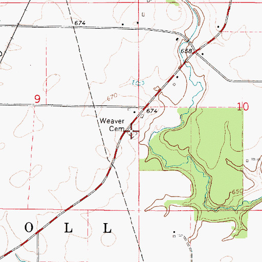 Topographic Map of Weaver Cemetery, IL