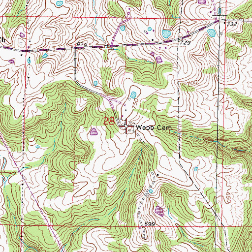 Topographic Map of Webb Cemetery, IL