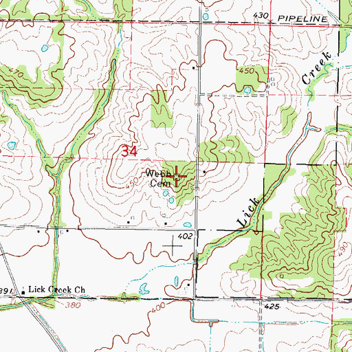 Topographic Map of Webb Cemetery, IL