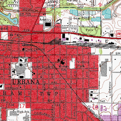 Topographic Map of Webber School, IL