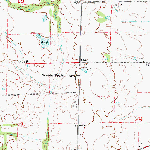 Topographic Map of Webbs Prairie Church, IL