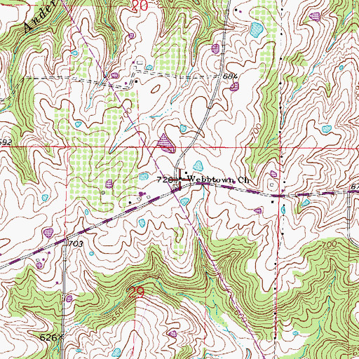 Topographic Map of Webbtown Church, IL