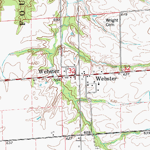 Topographic Map of Webster, IL