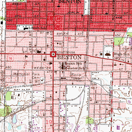 Topographic Map of Webster School, IL