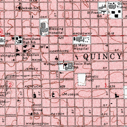 Topographic Map of Webster School, IL