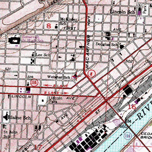 Topographic Map of Webster School, IL