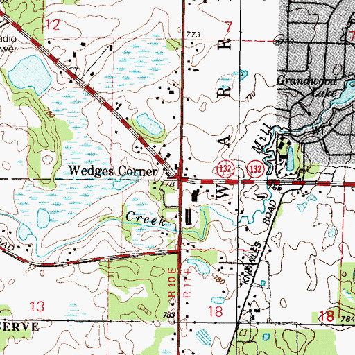 Topographic Map of Wedges Corner, IL