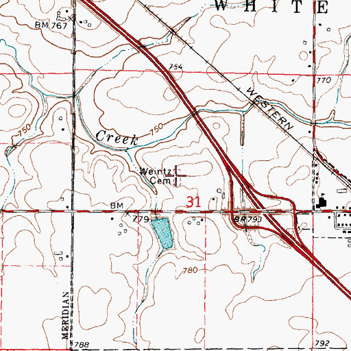 Topographic Map of Wintz Cemetery, IL