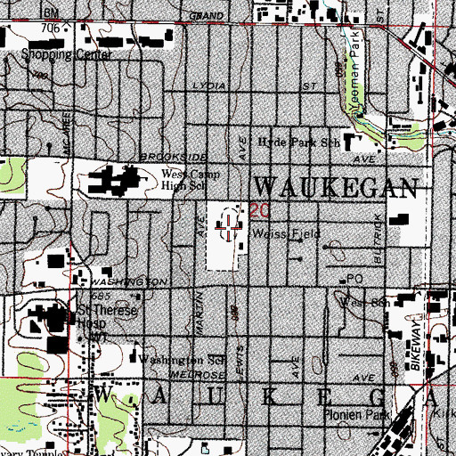 Topographic Map of Weiss Field, IL