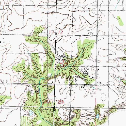 Topographic Map of Welch Cemetery, IL