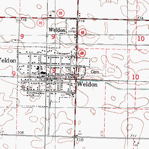 Topographic Map of Weldon, IL