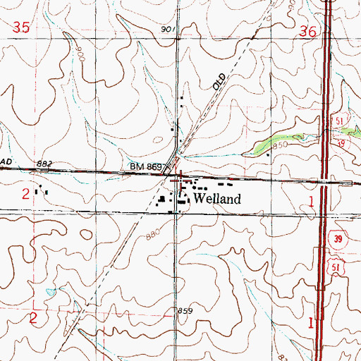 Topographic Map of Welland, IL