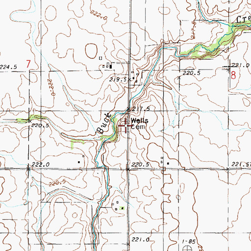 Topographic Map of Welles Cemetery, IL
