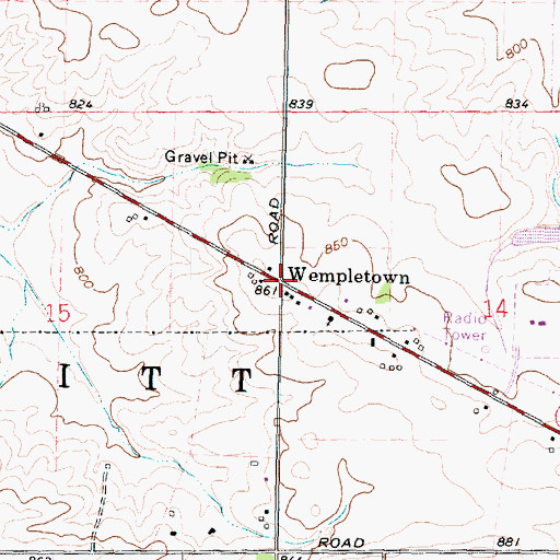 Topographic Map of Wempletown, IL