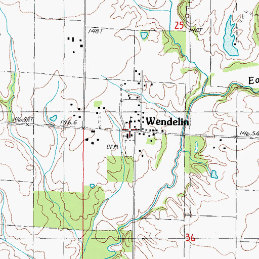 Topographic Map of Wendelin, IL