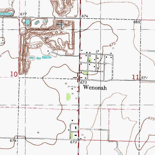Topographic Map of Wenonah, IL