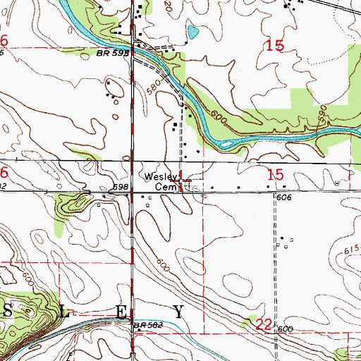 Topographic Map of Wesley Cemetery, IL