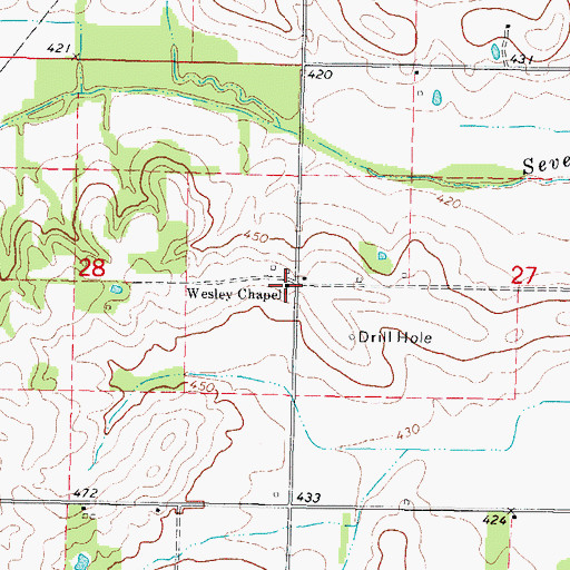 Topographic Map of Wesley Chapel, IL