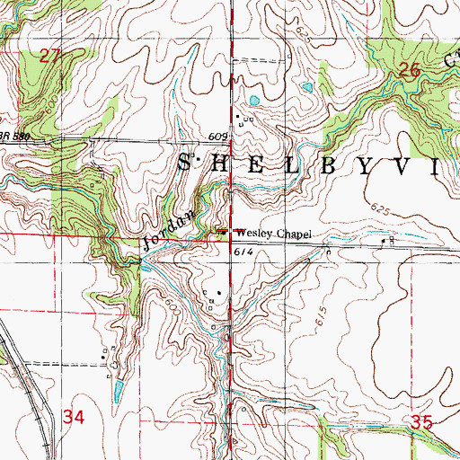 Topographic Map of Wesley Chapel, IL