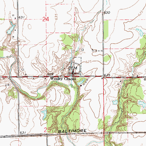 Topographic Map of Wesley Chapel, IL