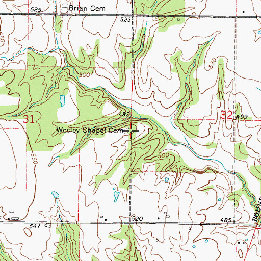 Topographic Map of Wesley Chapel Cemetery, IL