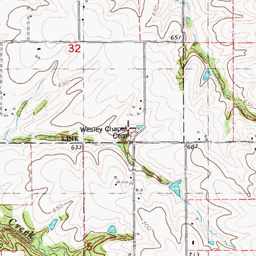 Topographic Map of Wesley Chapel Cemetery, IL