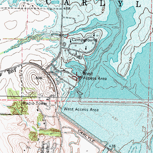Topographic Map of West Access Area, IL