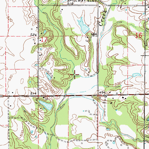 Topographic Map of West Branch Honey Creek, IL