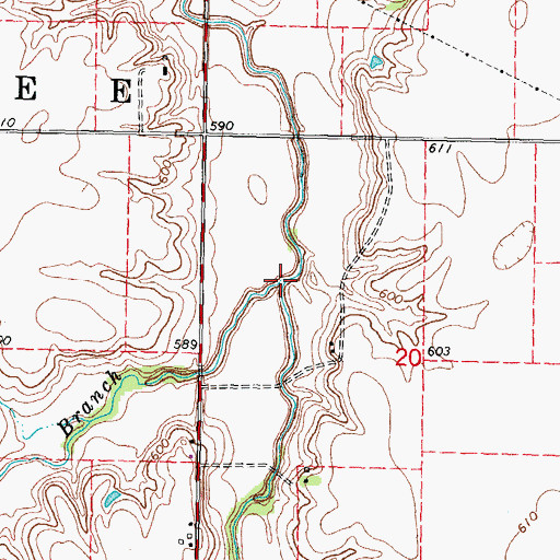 Topographic Map of West Branch Horse Creek, IL
