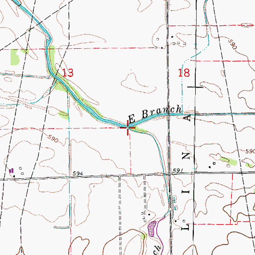Topographic Map of West Branch Horse Creek, IL