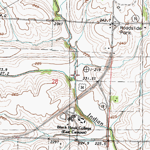Topographic Map of West Branch Indian Creek, IL