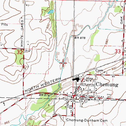 Topographic Map of West Branch Piscasaw Creek, IL
