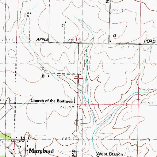 Topographic Map of West Branch School (historical), IL
