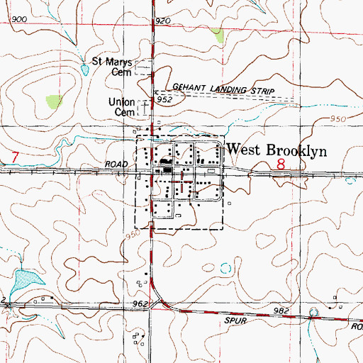 Topographic Map of West Brooklyn, IL