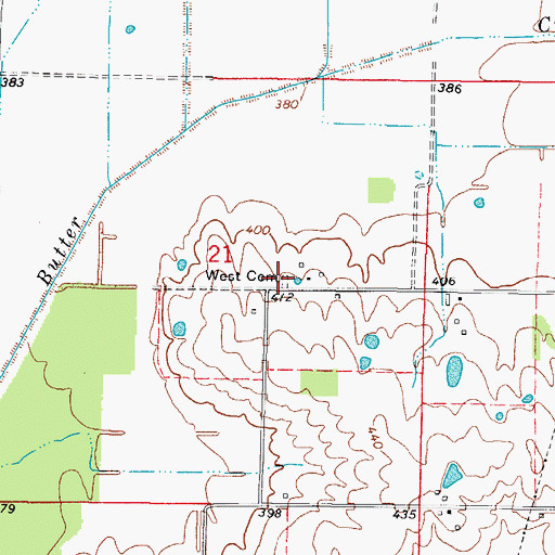 Topographic Map of West Cemetery, IL