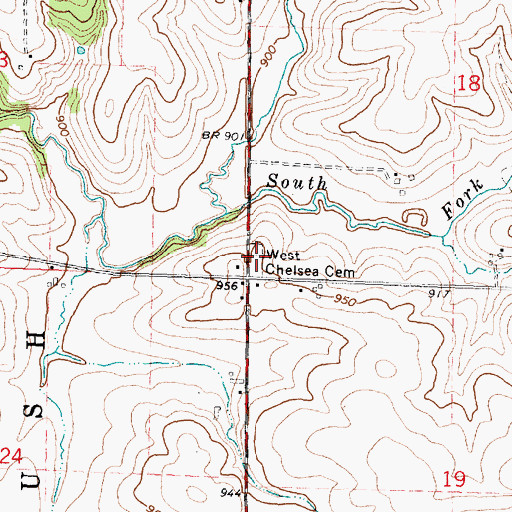 Topographic Map of West Chelsea Cemetery, IL