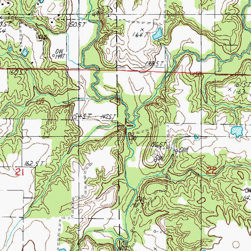 Topographic Map of West Crooked Creek, IL