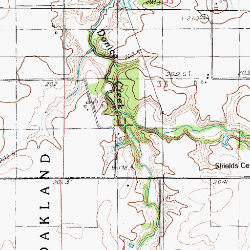 Topographic Map of West Donica Creek, IL